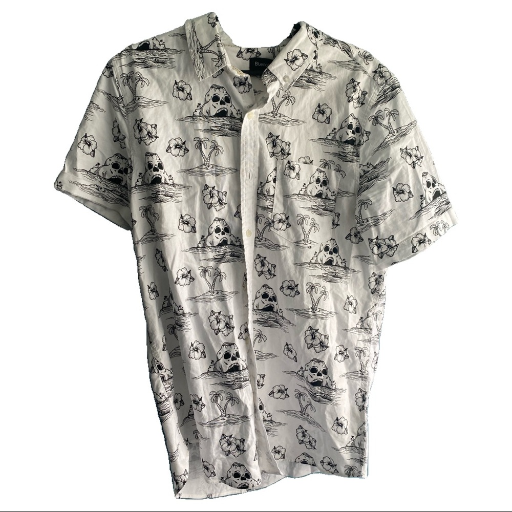 Bluenotes button up skull paradise shirt